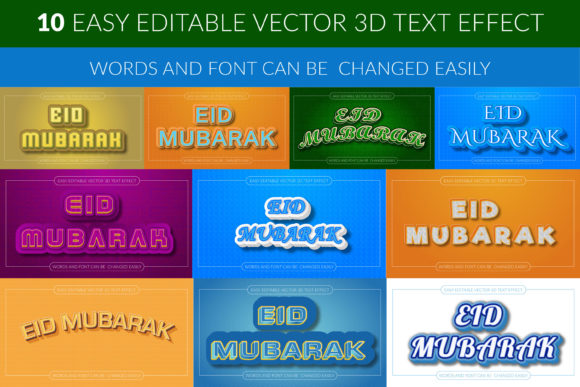 10 Eid Mubarak Editable 3d Text Effect for Creative and Practical Use