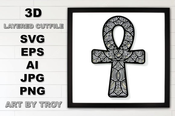 3D Ankh Mandala Layered SVG Cut File for Creative and Practical Applications