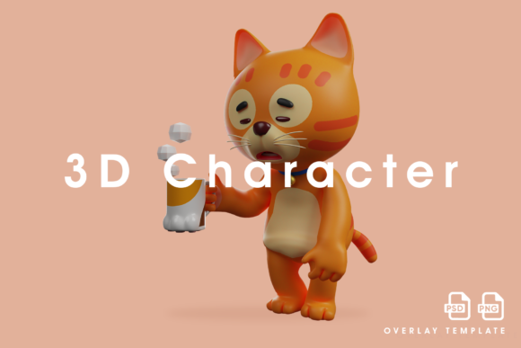 3D Cat Cartoon Design with Cup of Coffee: A Fun and Functional Choice for Creators