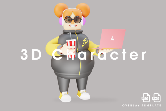 3D Funny Girl Design Having a Laptop: A Unique Blend of Creativity and Functionality