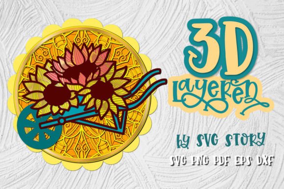 3D Layered Easter Design Sunflowers SVG