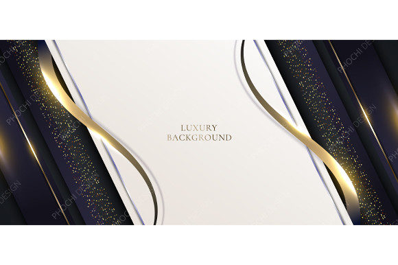 3D Luxury Template Design Ribbon Gold