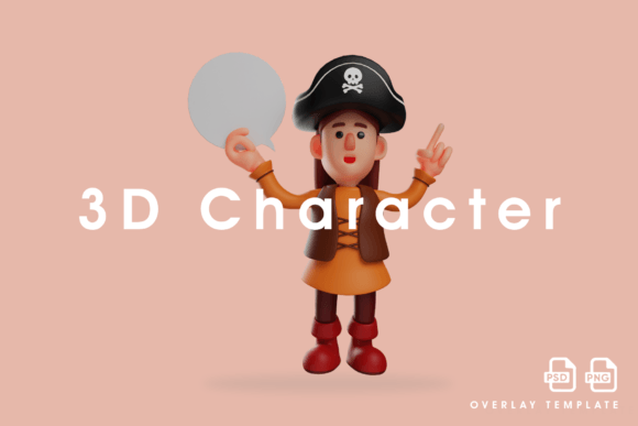 3D Pirate Cartoon Design with Cute Smile and Unique Style