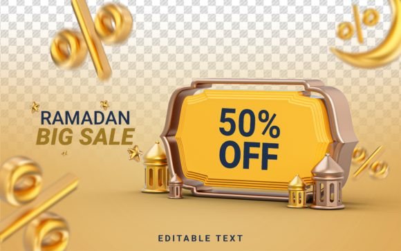 3D Ramadan and Eid Discount Sale Banner: A Modern Approach to Promotional Design