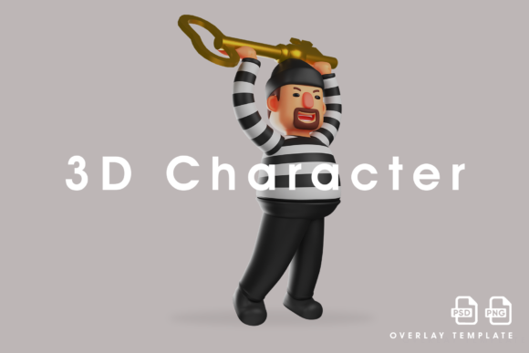 3D Thief Cartoon Design Having Gold Key: A Creative Tool with Practical Considerations