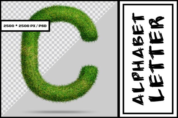Alphabet Letter C with Grass Style: A Unique Design for Nature-Inspired Creativity