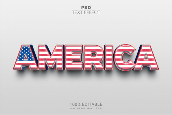 America PSD 3D Text Effect Design