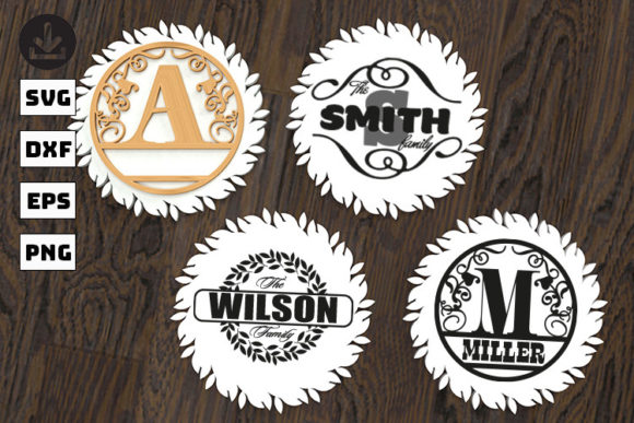 Family Monogram Bundle SVG, Split Monogr
