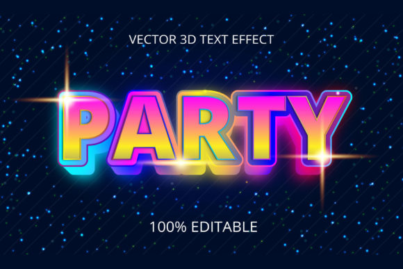 Party Creative 3D Text Effect Design