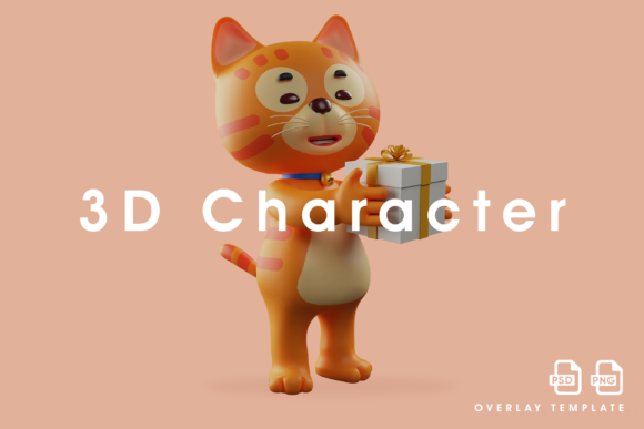 Sweat 3D Cat Cartoon Design Holding Gift: A Unique Fusion of Creativity and Expression