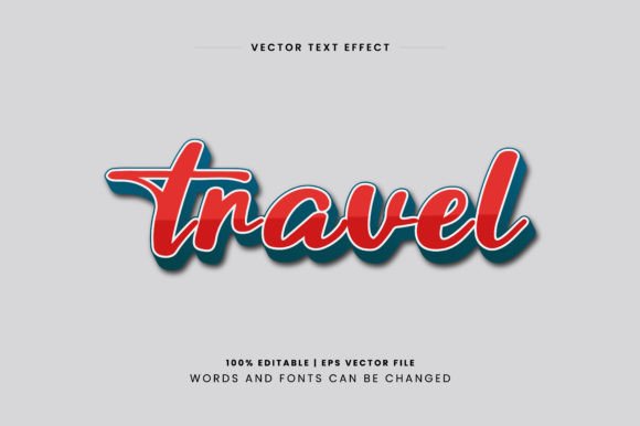 Travel 3D Gradient Text Effect Design